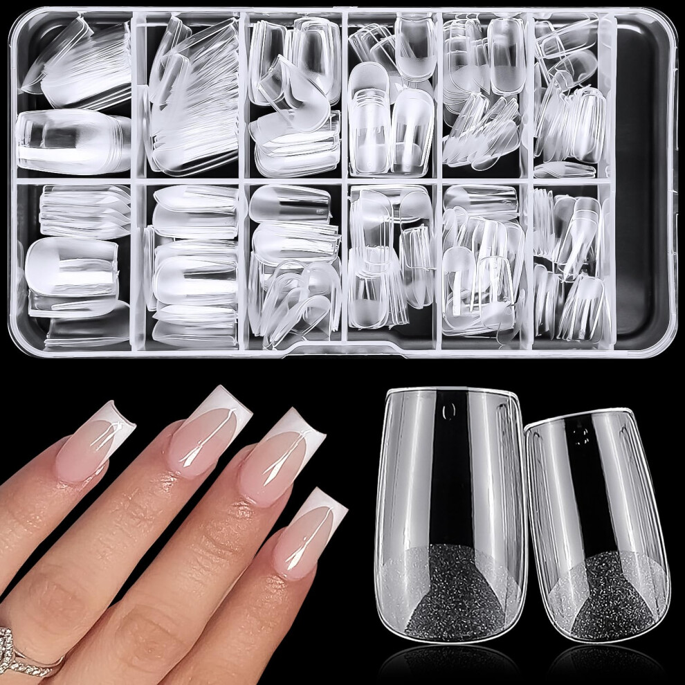 Gel Nail Tips Short Square Clear Acrylic Soft Gel for Nail Extension 240pcs Natural Curve Fit