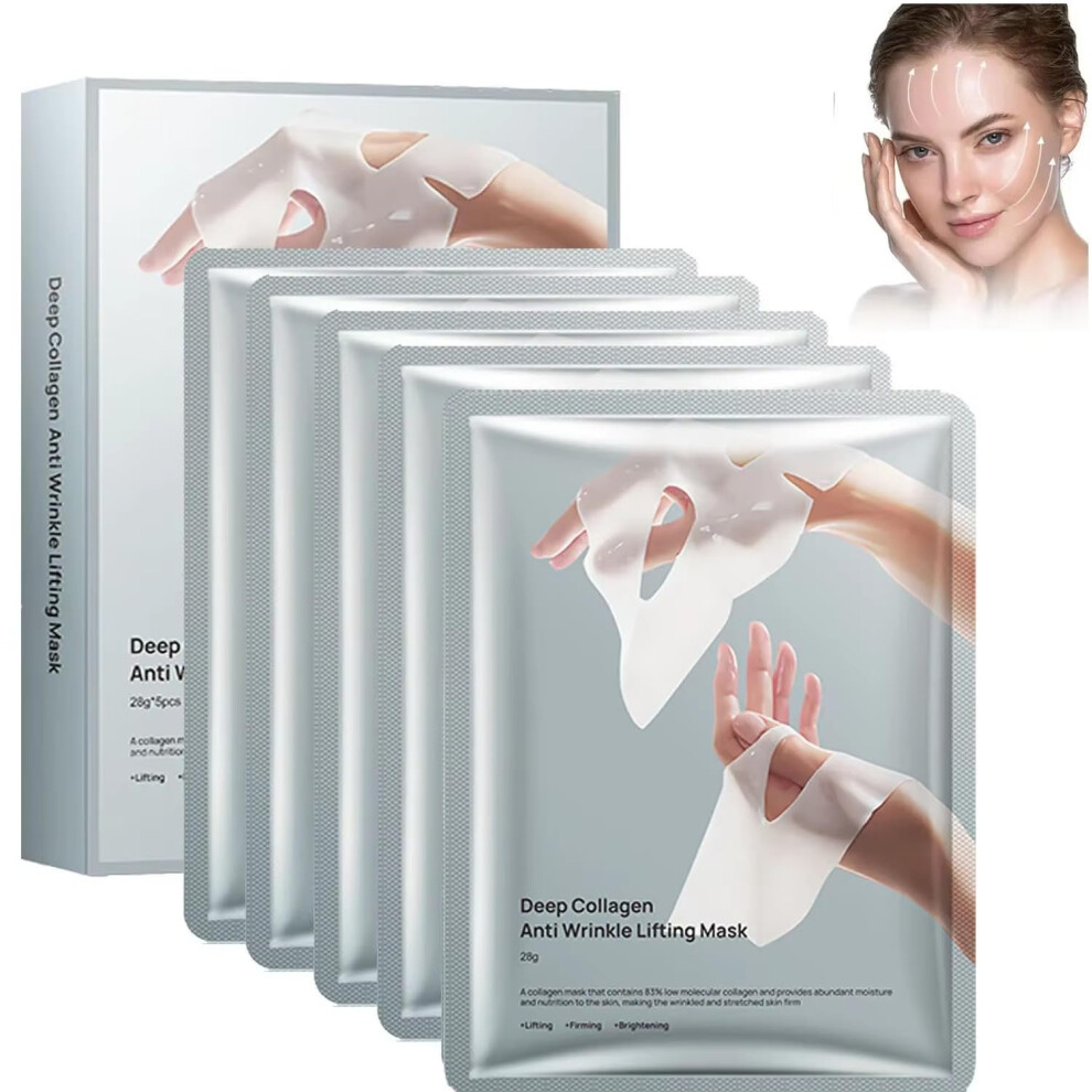 Collagen Facial Mask Anti Wrinkle Overnight Sheet for Lifting Firming Hydration 5 Pack
