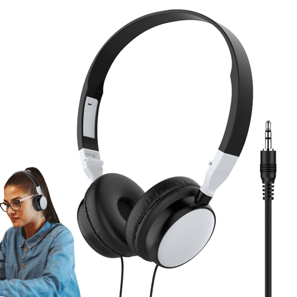 Wired Headset Computer Overear Headset Foldable Onear Wired Noisecanceling Headphones For Tablets Mobile Phones White 9094768434635