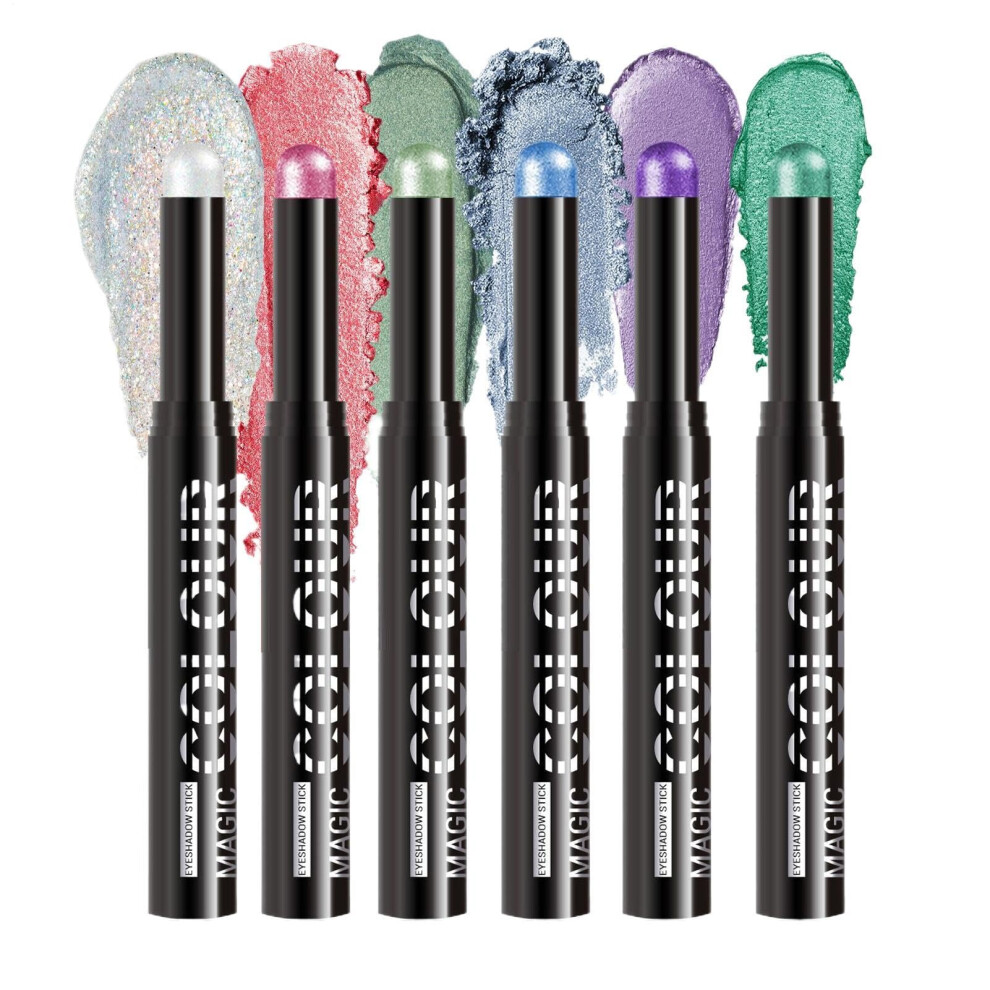 White,Cream 6Pcs Waterproof Eyeshadow Stick Set Â Longwear Cream Shimmer Makeup With Matte And Pearl Finishes