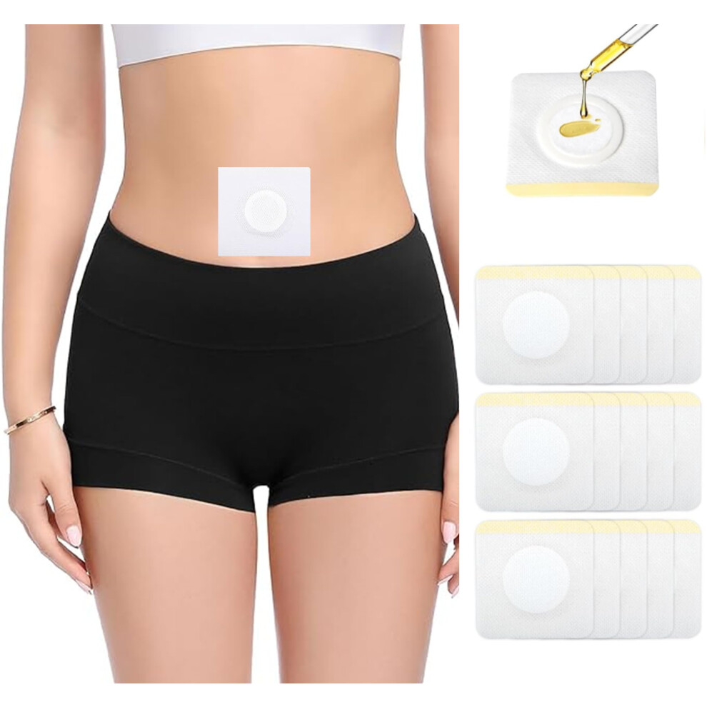 White 100Pcs Disposable Belly Button Castor Oil Patches Organic Cotton Wrap Waterproof Adhesive