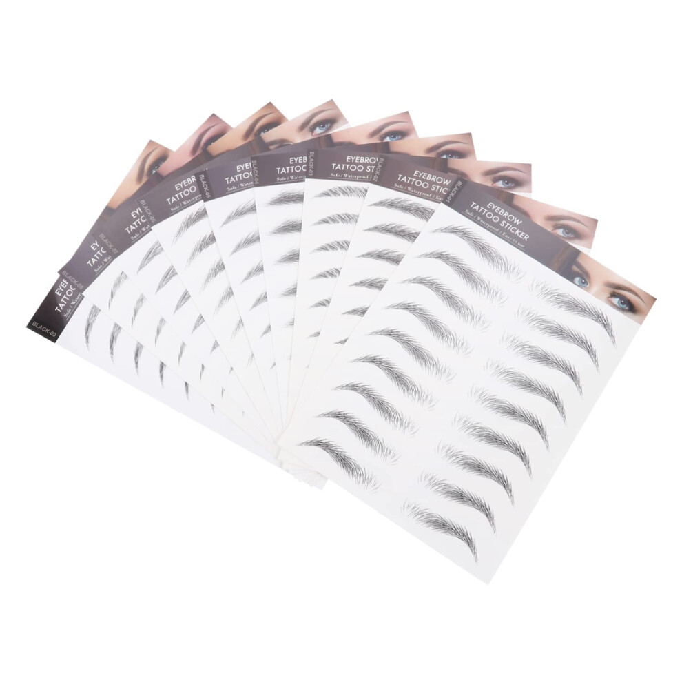 Eyebrow Tattoo Stickers 9 Sheets HairLike Waterproof Reusable Natural Look for Women