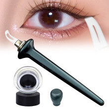 Eyeliner Stamp Kit Waterproof Smudgeproof Winged Liner Tool with Black and Brown Cream