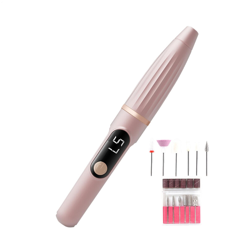 Pink Electric Nail Drill With Digital Speed Display, Usbc Rechargeable Nail File For Manicure Pedicure