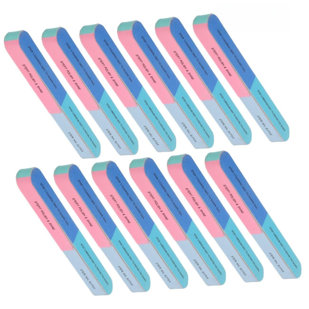 12pcs 6Sided Nail Buffer Block Set and Professional Nail Files, Washable Salon Quality Manicure Tools