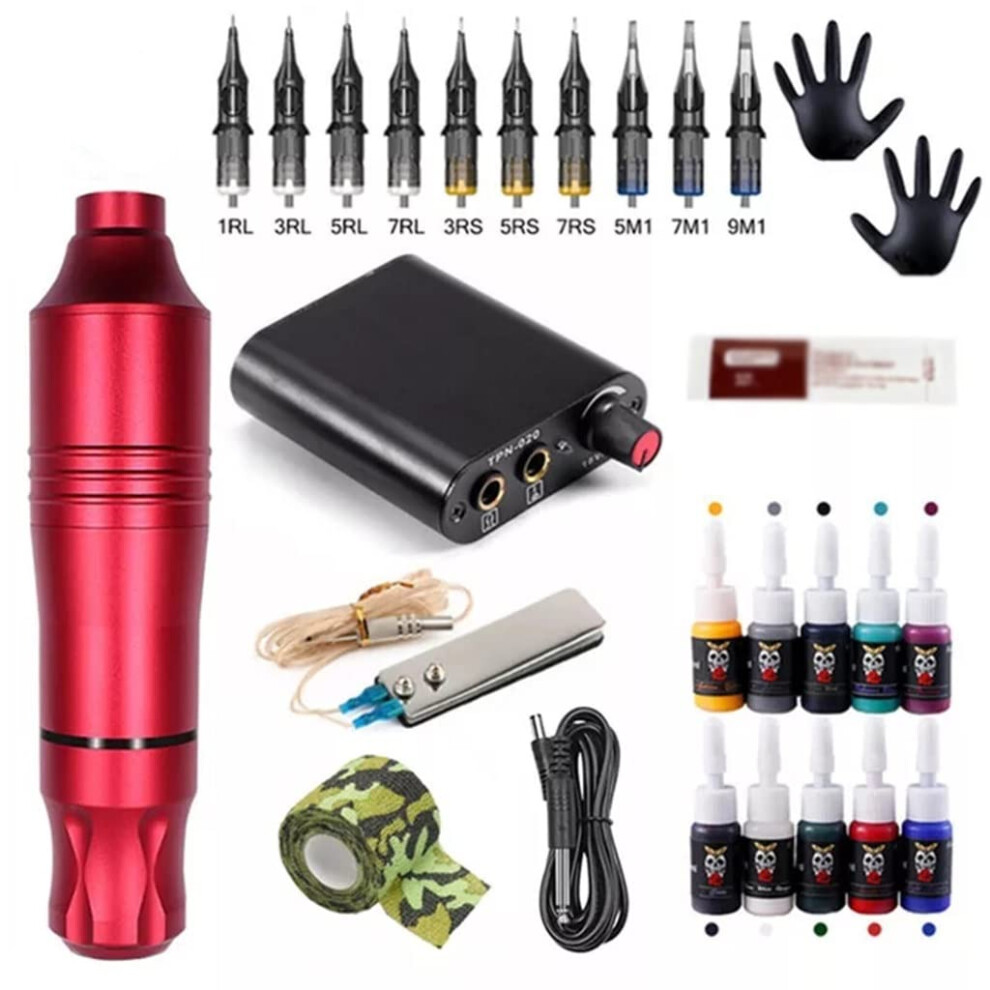 White Tattoo Machine Kit With Rotary Tattoo Pen, Stable Power, Cartridges, Needles For Beginners, Dinosaur Doodle4