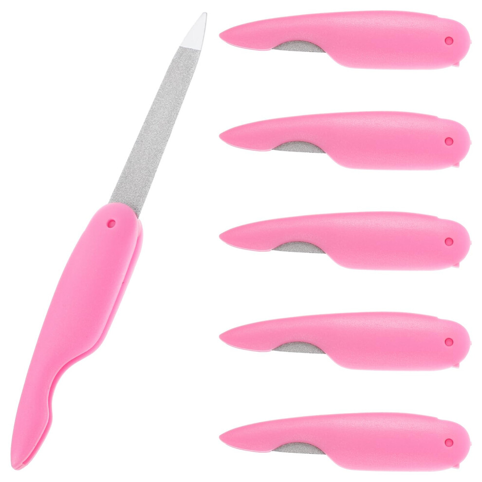6pcs Stainless Steel Mini Folding Nail Files and DoubleSided Buffers for Manicure Pedicure Travel