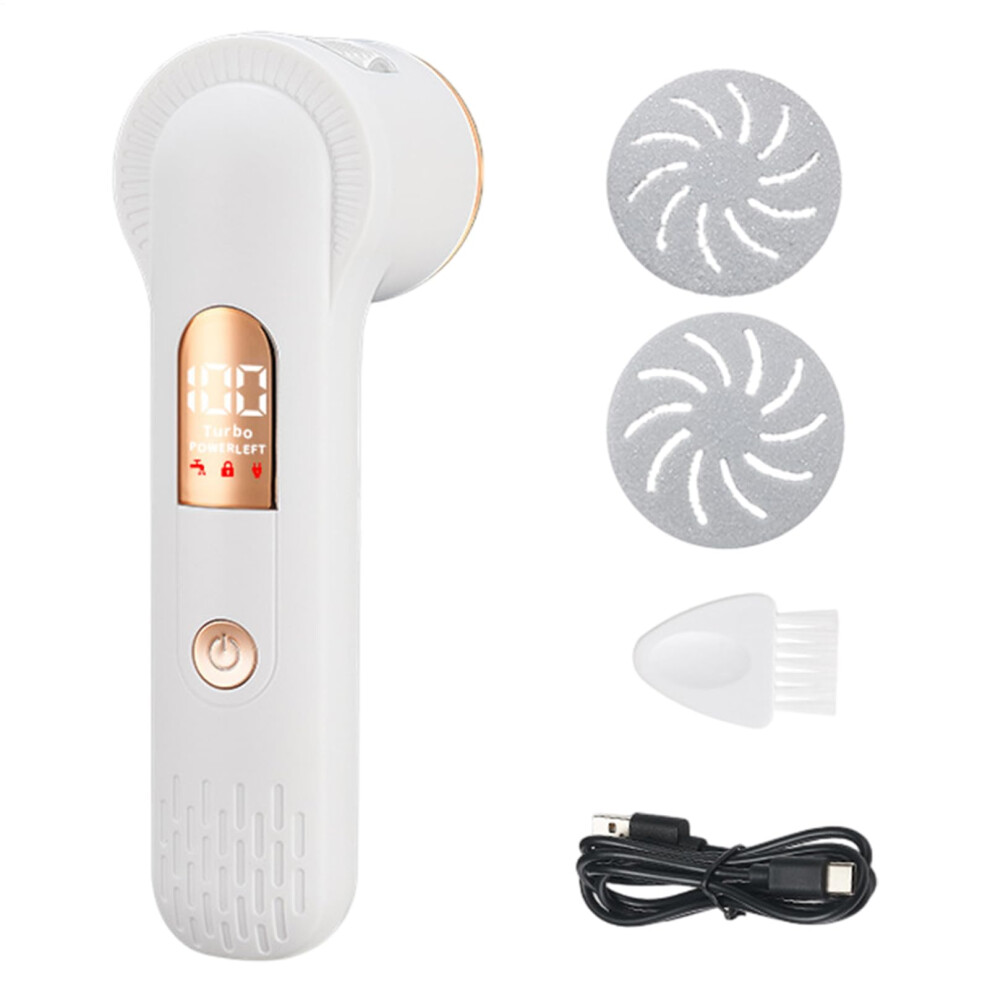 Rechargeable Electric Foot File Callus Remover with 3 Roller Heads for Smooth Heels White 3Speed