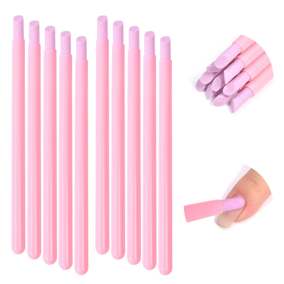 Pink Pumice Nail File Set With Cuticle Remover, 10Pcs Manicure Pedicure Care Tools