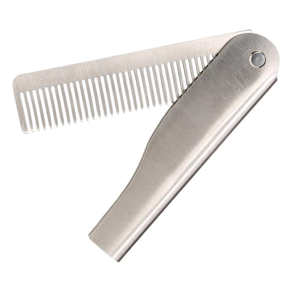 Unisex Folding Comb Stainless Steel Pocket Beard And Hair Grooming Tool For Men Travelfriendly