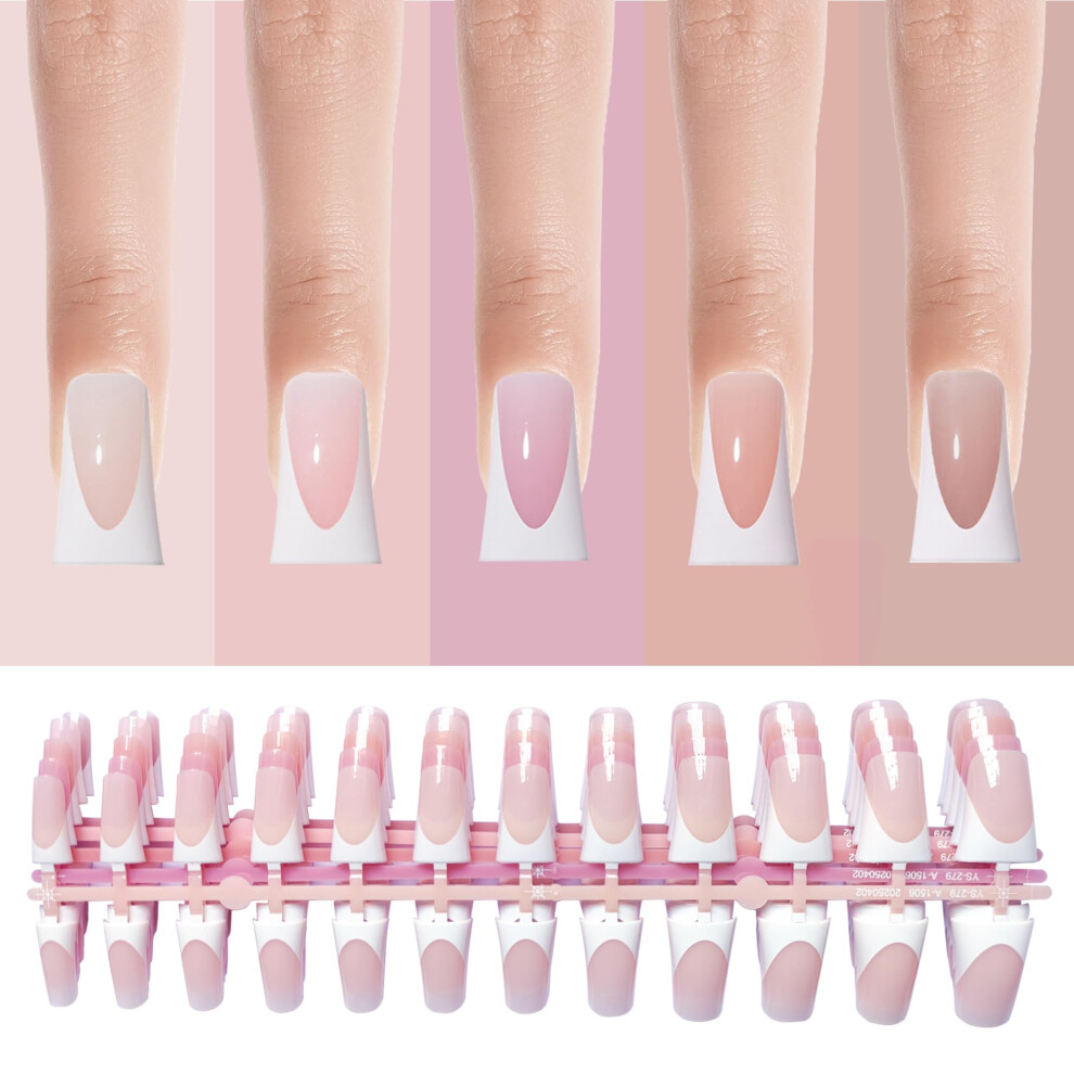 French Press On Nails 120pcs Medium Length Duck Nail Tips Salon Quality Elegant Design 5 Colors