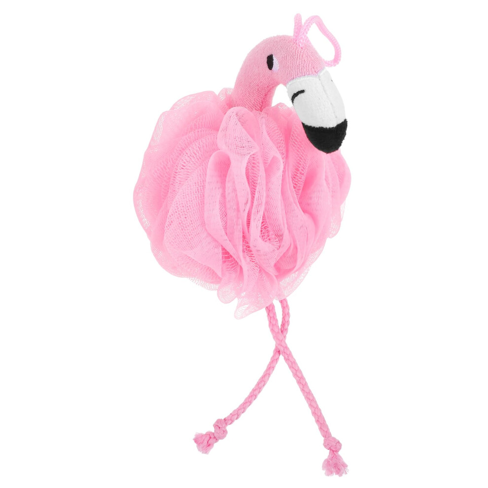 Flamingo Shower Pouf Mesh Bath Sponge for Gentle Skin Exfoliation and Rich Foam Creation