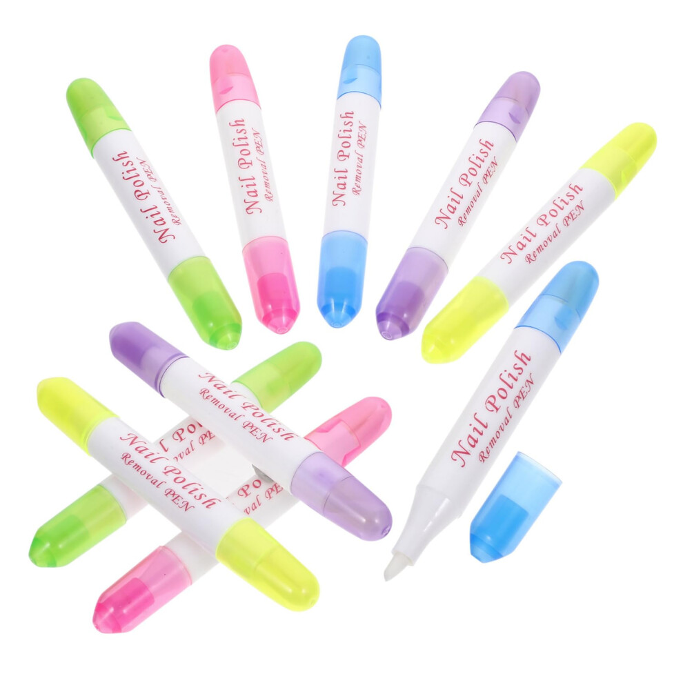 Nail Polish Corrector Pen Set, Refillable Remover Tool for Precise Manicure Cleanup, 10 Colors