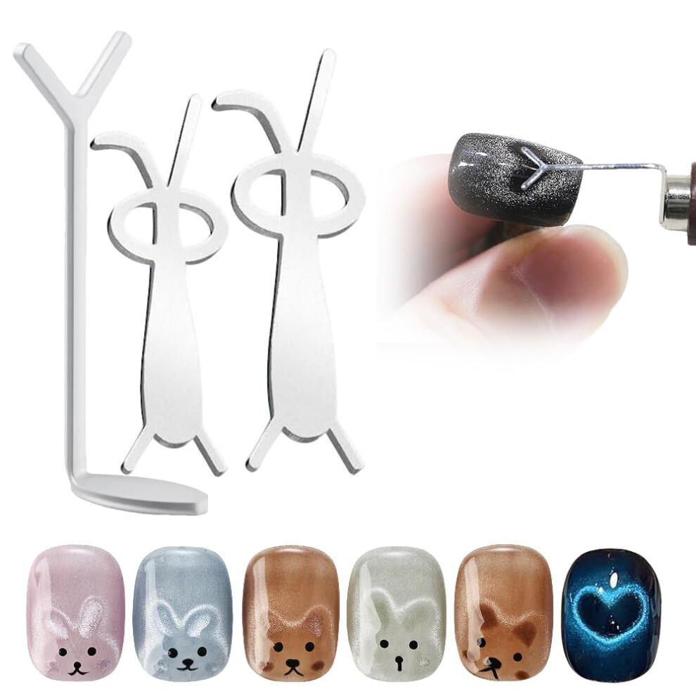 Heart Shape Cat Eye Nail Magnet Set with YShaped Wand for DIY Magnetic Nail Art 3pcs