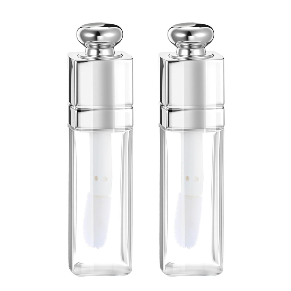 Silver Empty Lip Gloss Tubes With Brush Applicator, 3Ml Refillable Bottles For Diy Makeup, 2 Pack