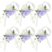 Packung mit 6 künstlichen Rosen-Handgelenk-Blumen im-dingxiangzi
