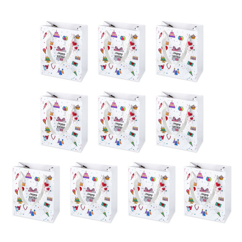 10 Stück Papiertüten mit Griff, tragbare-Geburtstagscollage