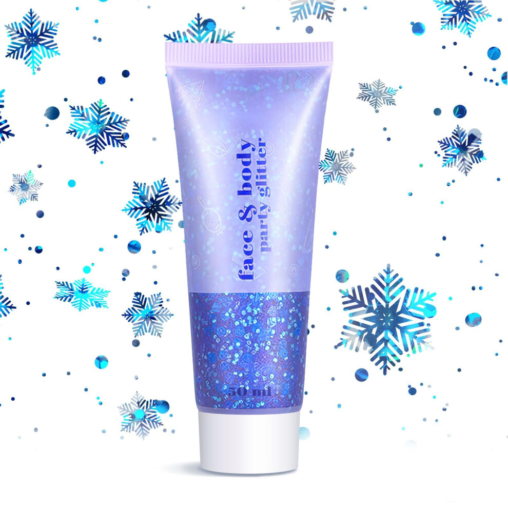 Blue Holographic Body Glitter Gel 50Ml Selfadhesive Quickdry Festival Face And Body Makeup