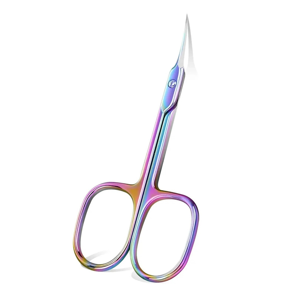 Silver/Black Cuticle Scissors And Trimmer Extra Fine Stainless Steel Curved Blade For Manicure Pedicure Rainbow