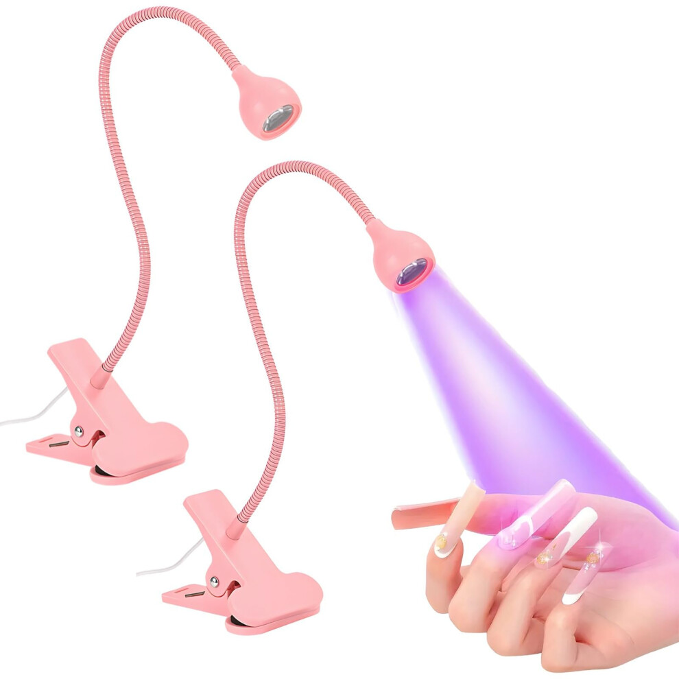 LED Nail Lamp USB Powered with Flexible Gooseneck and Clamp for Fast Gel Curing 2 Pack