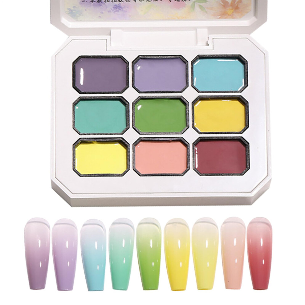 Nail Art Gel Set 9 Colors Gradient Palette with Vivid Longlasting Color and Precise 3D Sculpting