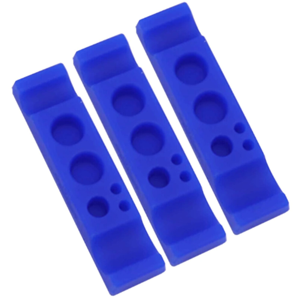 Blue Tattoo Pen Holder Rack 3 Pack Silicone Stand With Antiroll Grooves Durable Flexible Base