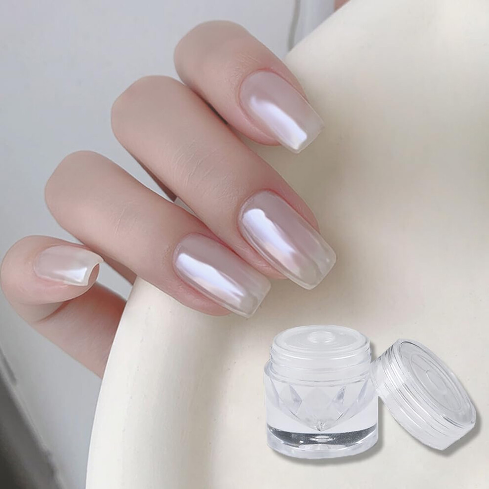 White Moonlight Chrome Nail Powder Aurora Pearl Pigment Mirror Glitter For Gel Nails Nail Art