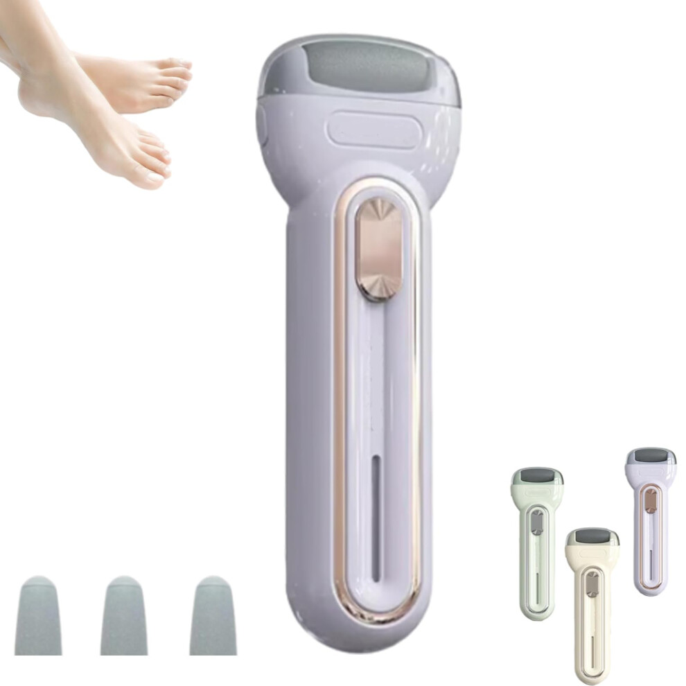 Purple Electric Foot Callus Remover With 3 Roller Heads, Waterproof Rechargeable Pedicure Grinder