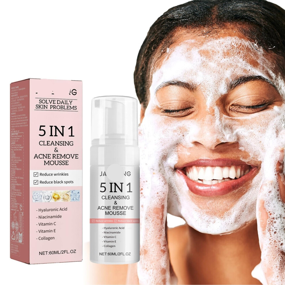 Facial Cleansing Mousse 2PCS Deep Pore Foaming Cleanser for Acne Blackheads Oil Control Hydrating