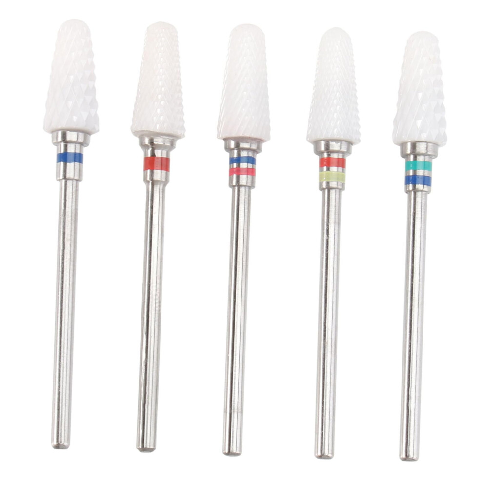 5pcs Ceramic Nail Drill Bits Set for Fast Shaping and Gel Removal Manicure Pedicure
