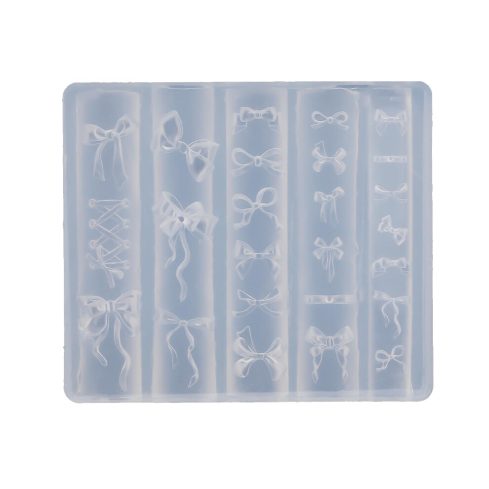 Nail Art Silicone Mold for Bowknot Designs, Reusable Bow Shape Stencil for Manicure Decoration