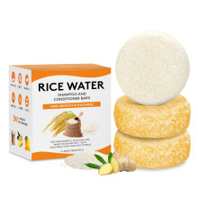Shampoo Bars Set with Rice Water and Ginger for Hair Growth, AntiHair Loss, Vegan pH Balanced Care