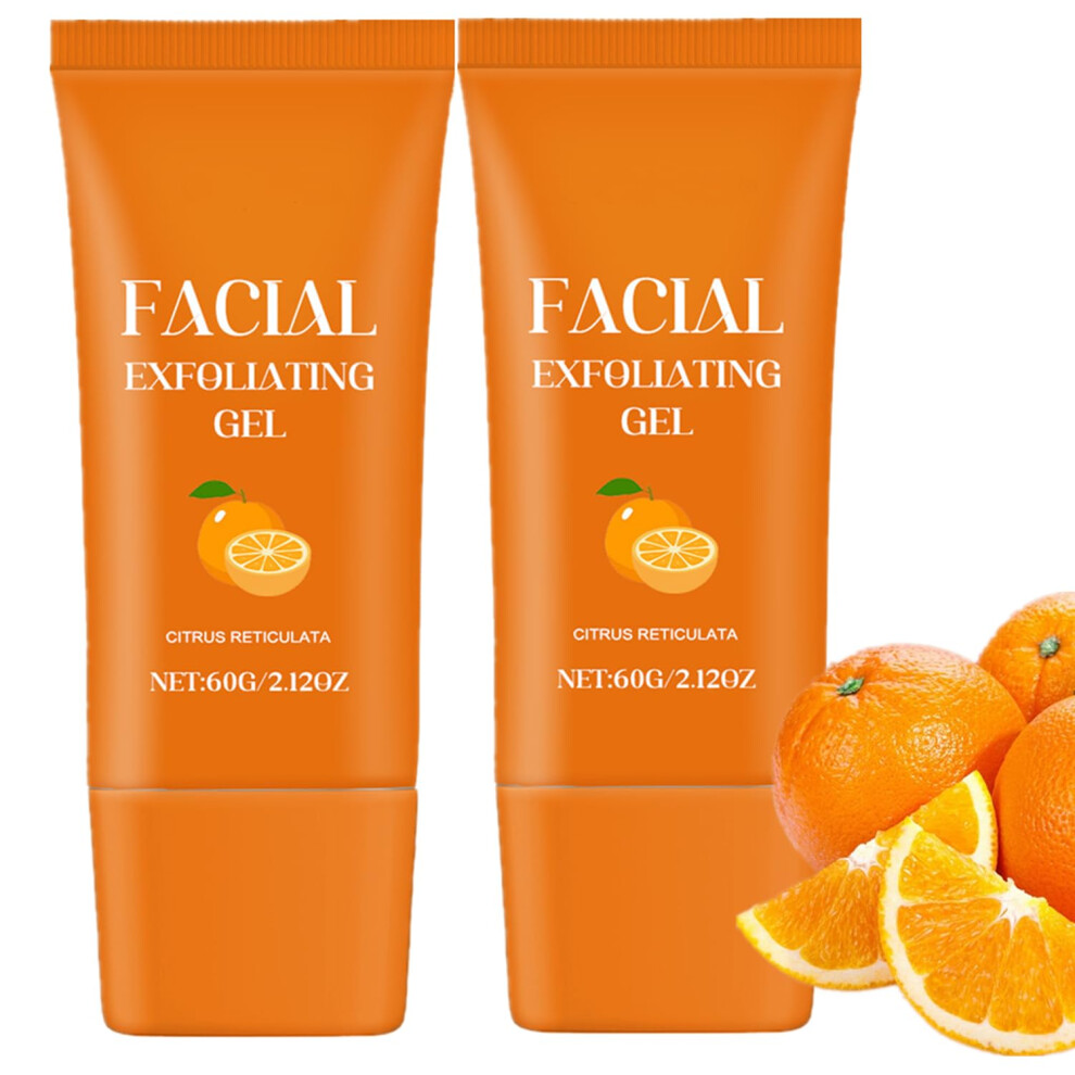 Orange 2Pcs Facial Exfoliating Gel With Enzyme, Deep Cleansing Hydrating Scrub For Blackheads 60G