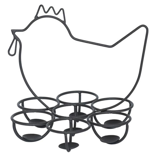 Black Chicken Design Egg Holder Rustic Countertop Egg Rack for Farmhouse Kitchen Organization