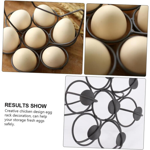 Black Chicken Design Egg Holder Rustic Countertop Egg Rack for Farmhouse Kitchen Organization 1