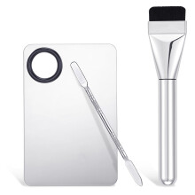 Makeup Mixing Palette Set with Stainless Steel Foundation Spatula and Brush for Precise Application
