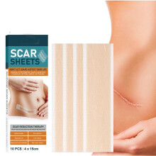 Silicone Scar Sheets Waterproof Reusable Patch for Surgical Burn Removal, 1.6x5.9in, 10pcs
