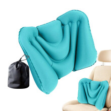 Foldable Lumbar Support Pillow Inflatable Back Cushion For Office Chair Seat Cushion Travel Driving Airplane Truck Blue