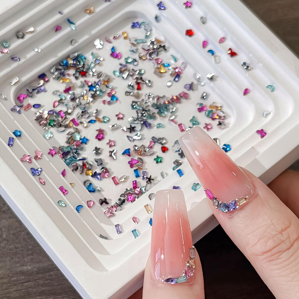1440Pcs Colorful 3D Butterfly Nail Charms and Gems Resin Rhinestones for DIY Nail Art Decorations