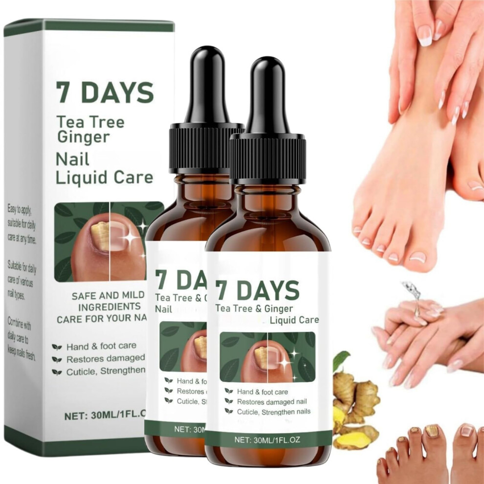 Tea Tree Ginger Nail Growth Serum 30ml 2PCS Vegan Cuticle Treatment for  and Strengthening