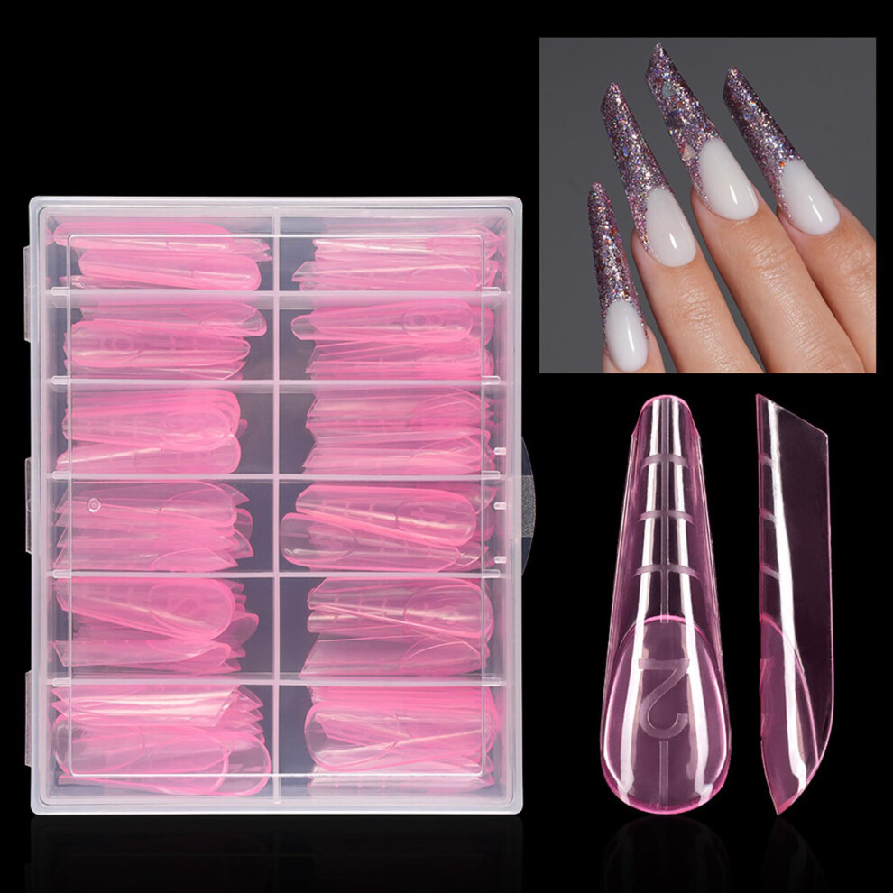 Poly Gel Nail Forms Clear Full Cover with Scale Reusable Dual Tips for Acrylic Nails Sculpting