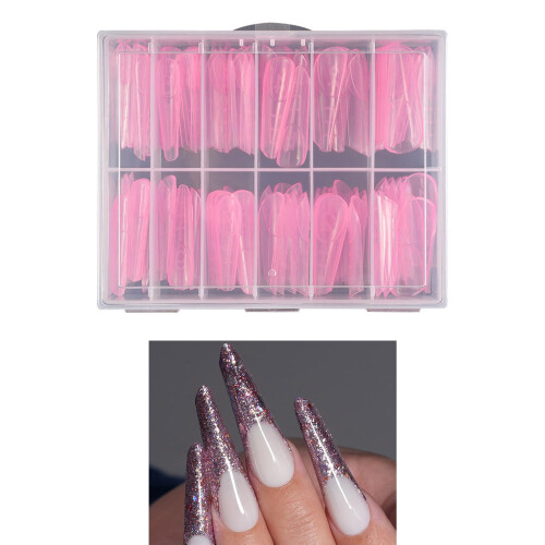Poly Gel Nail Forms Clear Reusable Dual Forms Acrylic Nail Extension Tips with Length Scale 1