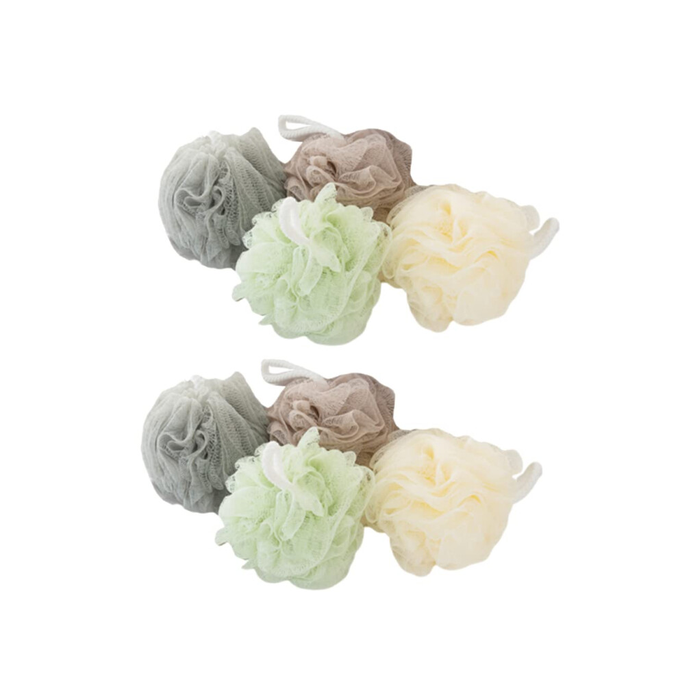 8Pcs Bath Sponge and Shower Loofah Set for Rich Lather, Soft Exfoliation, Hanging Rope, Random Colors