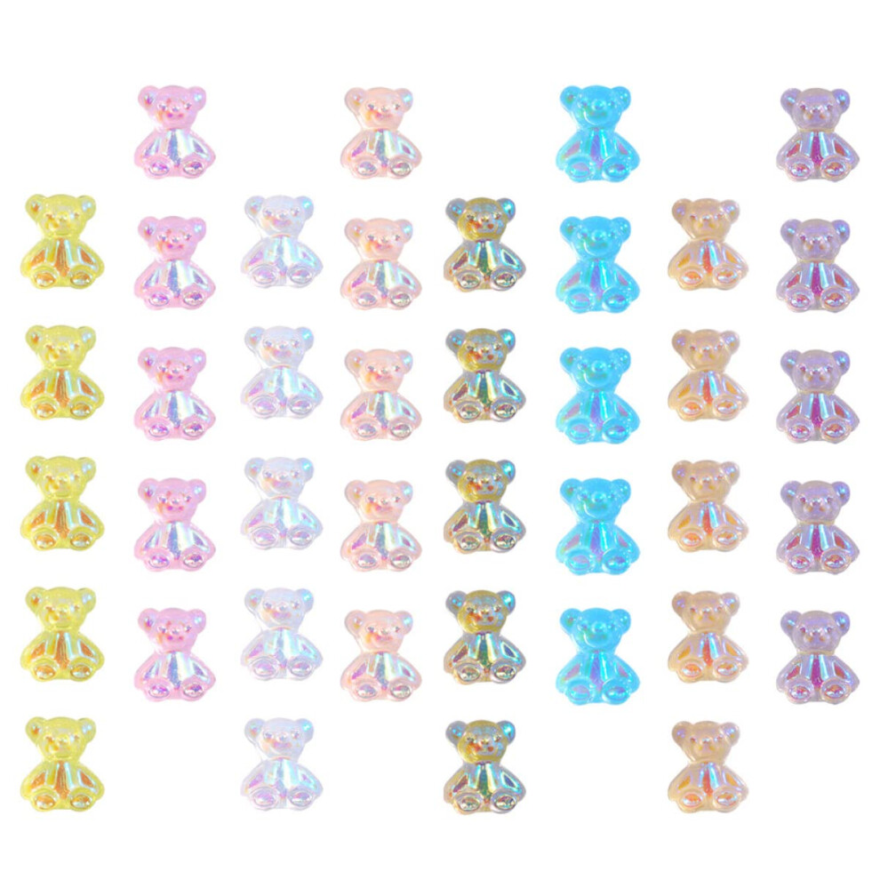 160Pcs 3D Resin Nail Art Decorations Cute Bear Charms for DIY Manicure with Holographic Effect