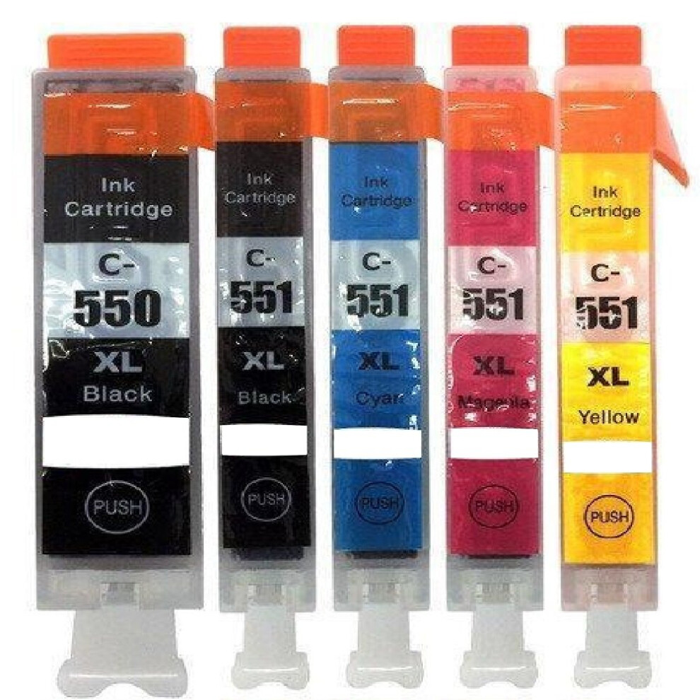 (1 Set) Compatible Inks Pgi-550 Xl Cli-551 Xl For Ip7250, Ip8750, Ix6850, Mg5450, Mg5550, Mg5650, Mg6350, Mg6450, Mg6650, Mg7150, Mg7550, Mx725 5056210500408