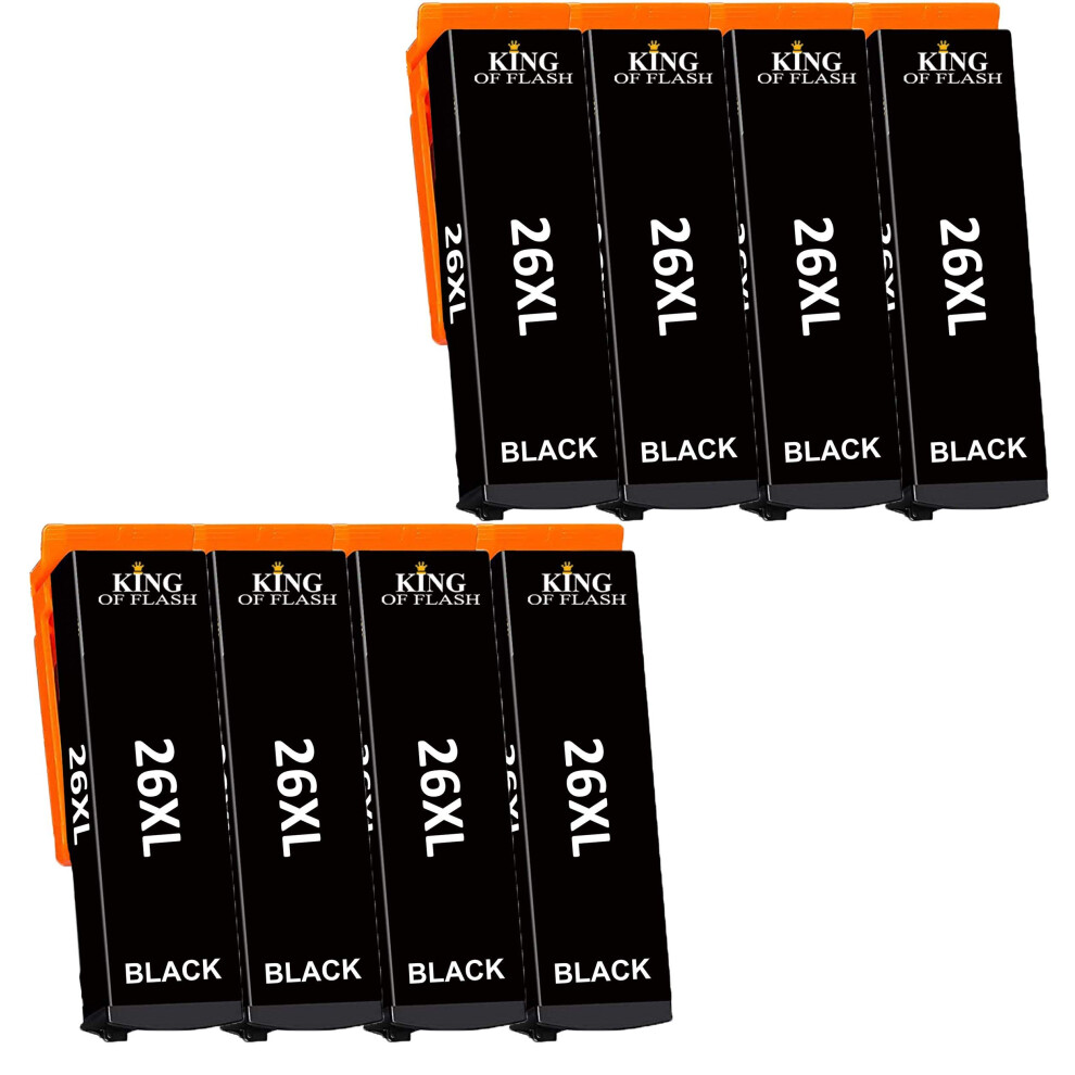 (8 ) Replacement For Epson 26 26XL Ink Cartridges For Xp-620 Xp-520 Xp-610 Xp-605 Xp-510 Xp-800 Xp-600 Xp-615 Xp-700 Xp-710 Xp-720 Xp-810 Xp-820 Black 5055335152295