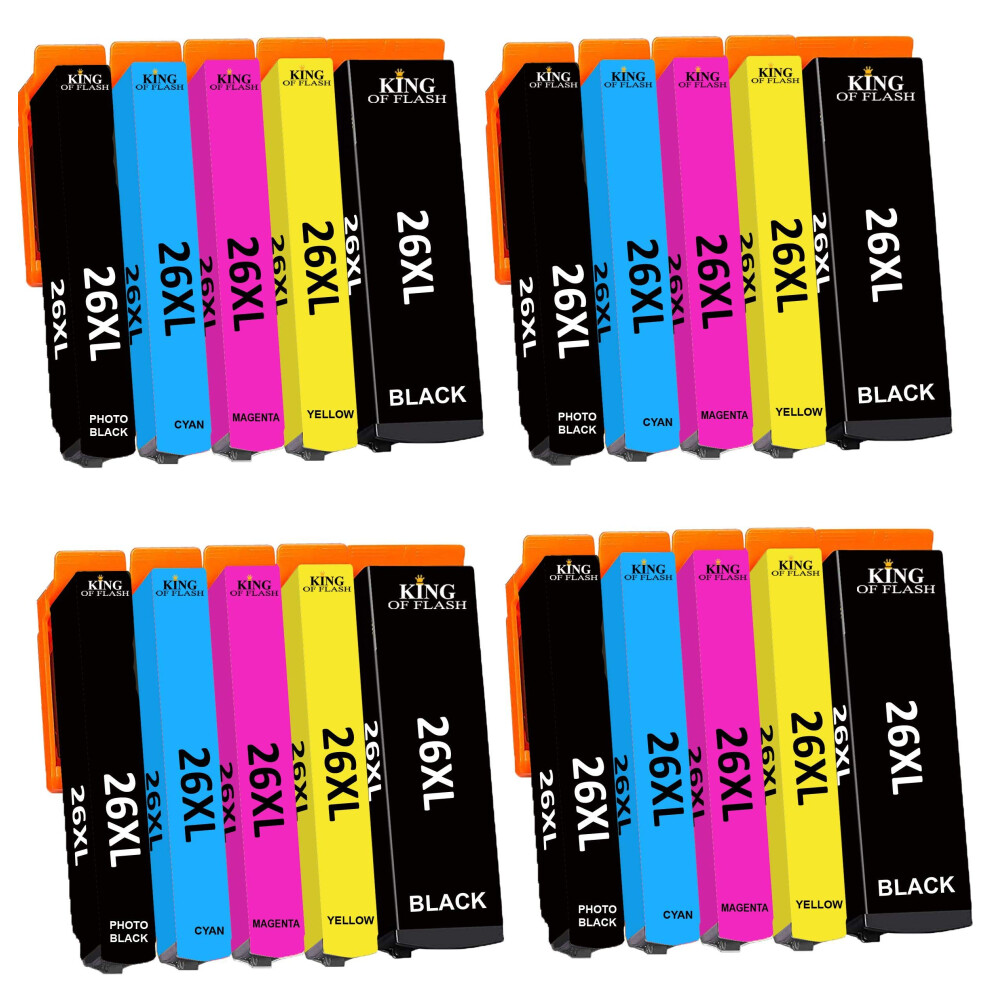 (4 Sets) Replacement For Epson 26 26XL Ink Cartridges For Xp-620 Xp-520 Xp-610 Xp-605 Xp-510 Xp-800 Xp-600 Xp-615 Xp-700 Xp-710 Xp-720 Xp-810 Xp-820 Cyan/Magenta/Yellow 5055335152240