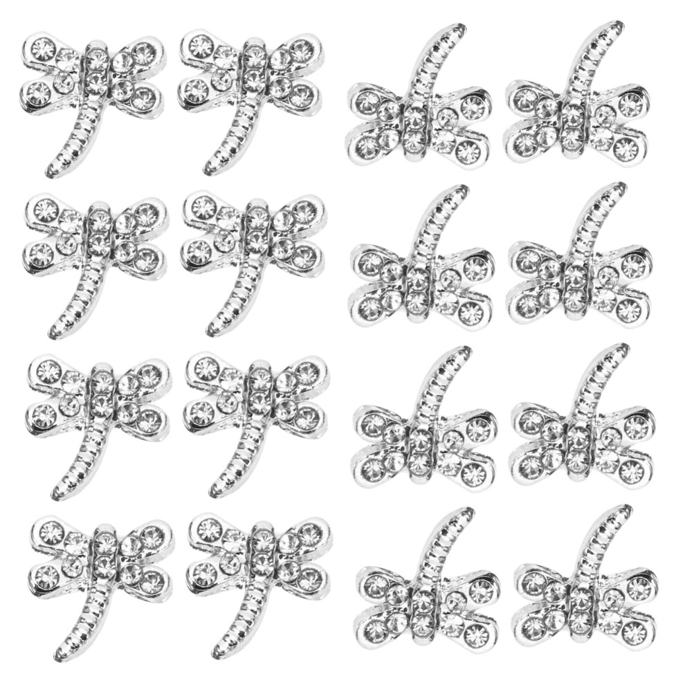 20pcs 3D Dragonfly Nail Art Charms Alloy Rhinestone Decorations for DIY Acrylic Nails