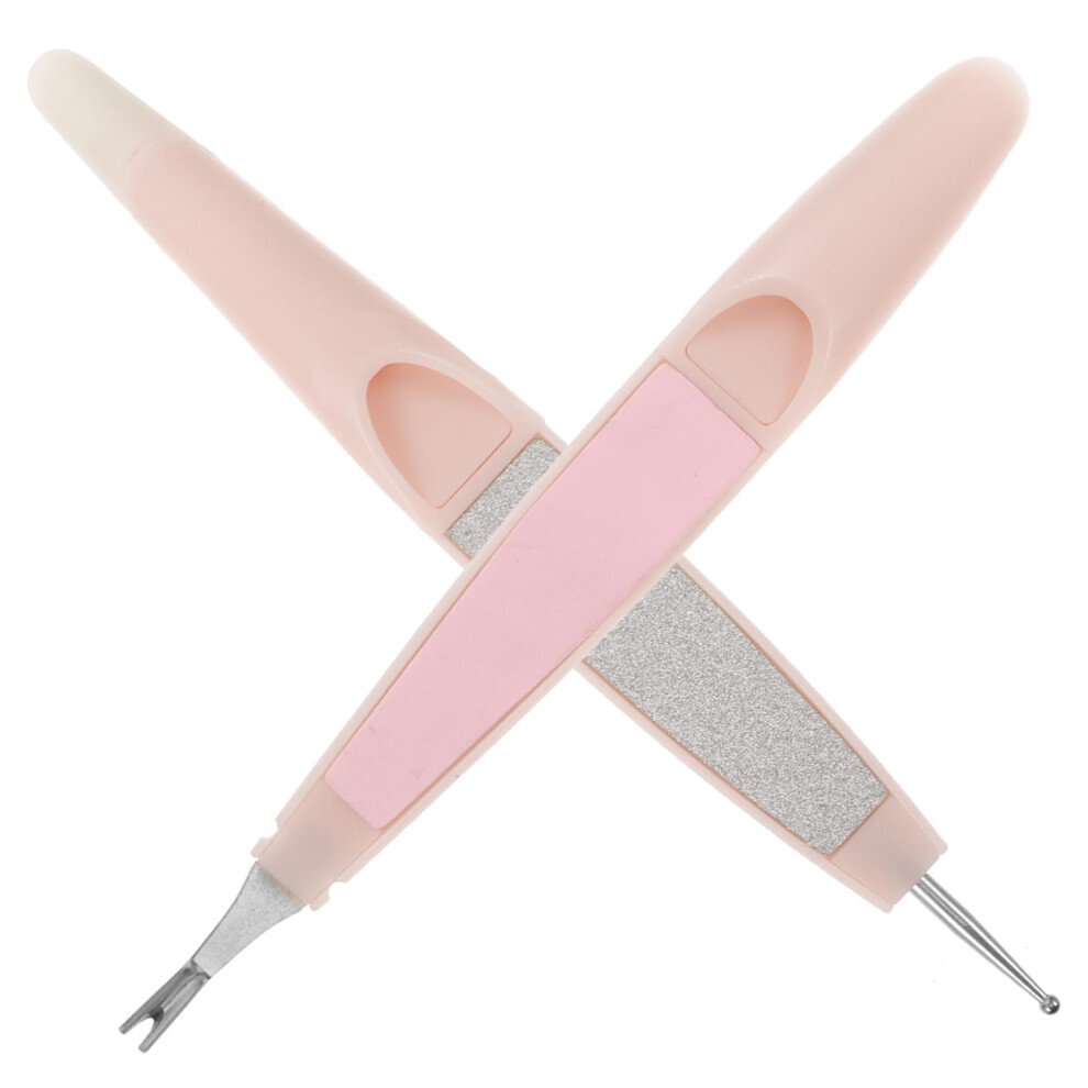 4 in 1 Multifunction Cuticle Pusher and Nail Dotting Tool with Metal Remover and File for Manicure