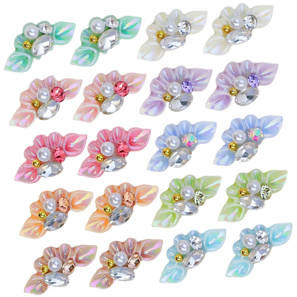 27Pcs Flower Pearl Nail Charms Resin Nail Art Decorations Set with Elegant Floral Design for Manicure